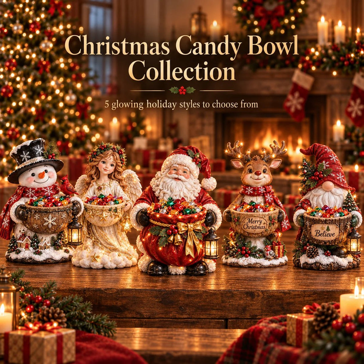 ๐ Christmas Sale โ 50% OFF โจ Lighted Christmas Candy Bowl Collection โ 5 Festive Holiday Designs