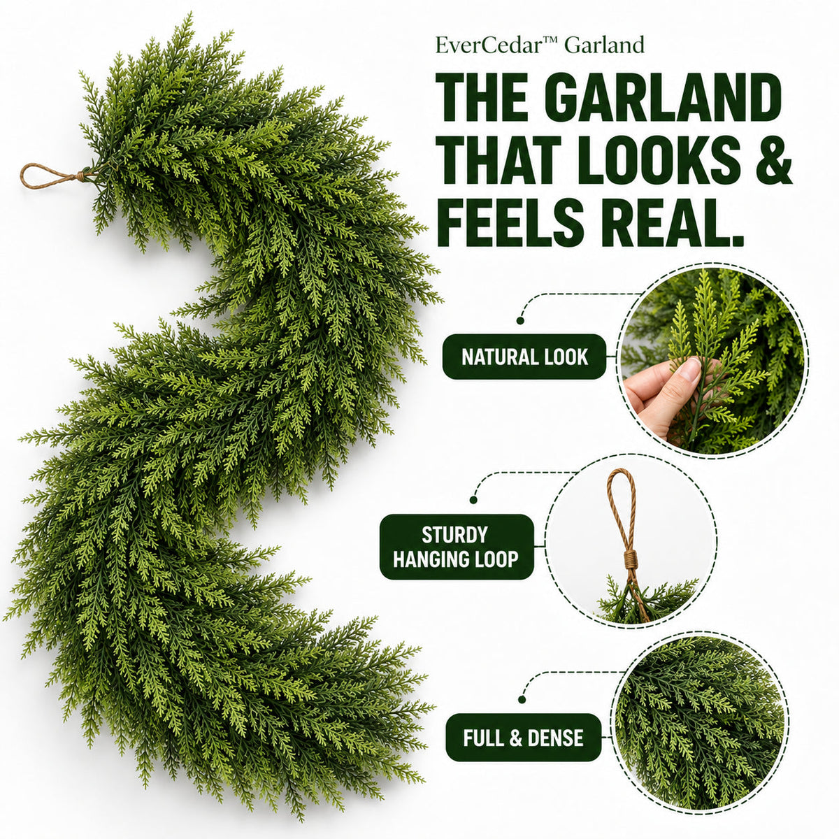 🏆 60,000+ Sold - 💥 Pre-lit Christmas Cedar Garland