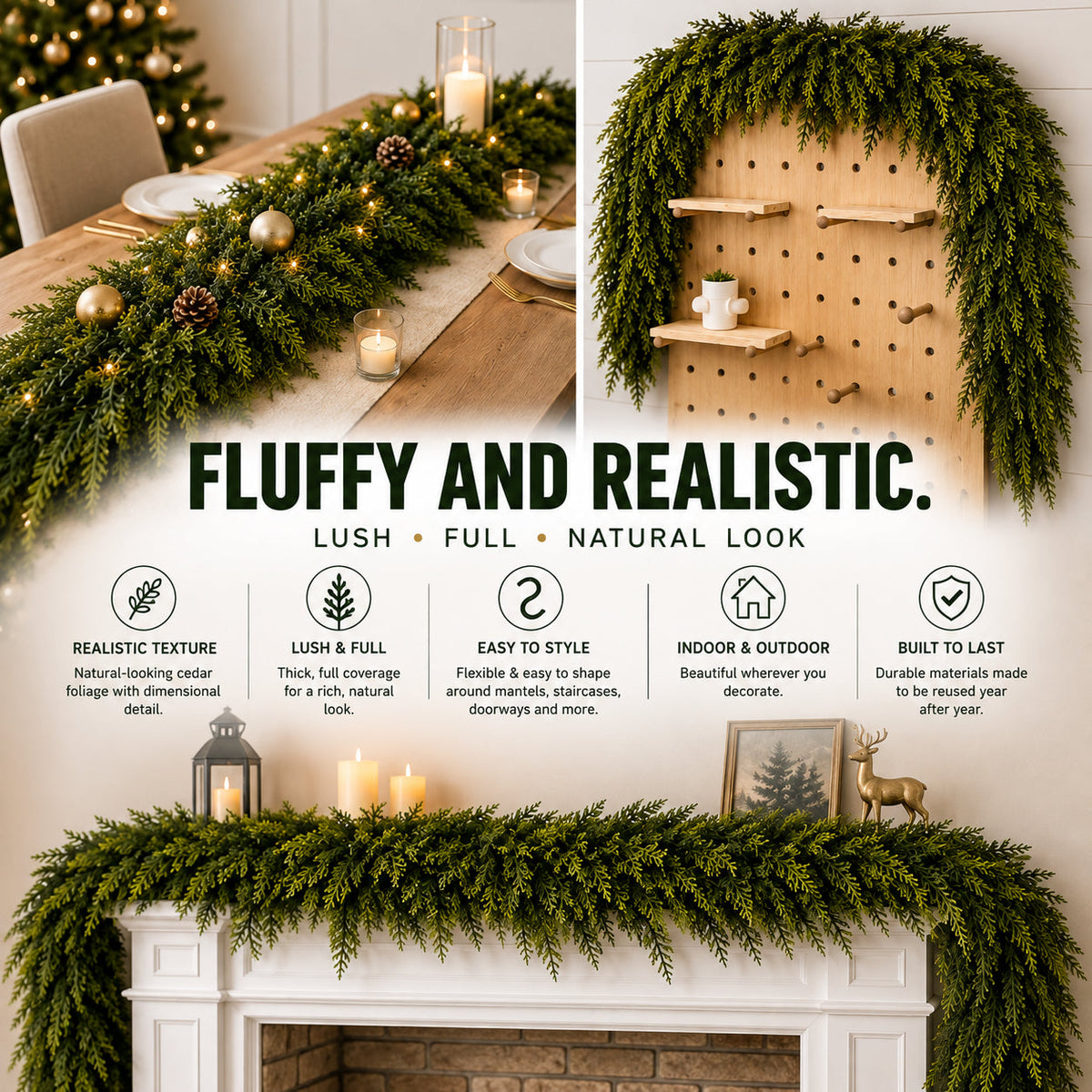 🏆 60,000+ Sold - 💥 Pre-lit Christmas Cedar Garland