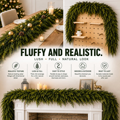 🏆 60,000+ Sold - 💥 Pre-lit Christmas Cedar Garland