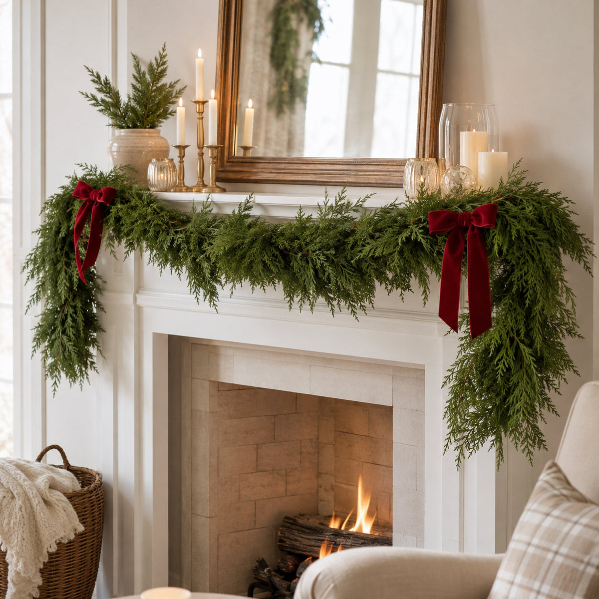 🏆 60,000+ Sold - 💥 Pre-lit Christmas Cedar Garland