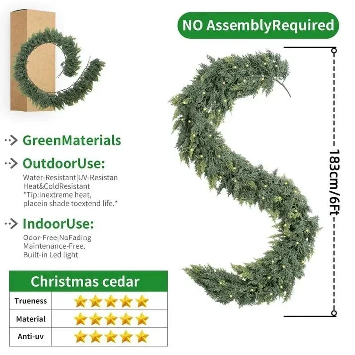 🏆 60,000+ Sold - 💥 Pre-lit Christmas Cedar Garland