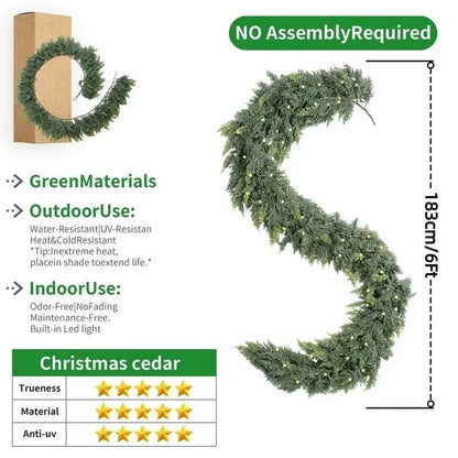 🏆 60,000+ Sold - 💥 Pre-lit Christmas Cedar Garland