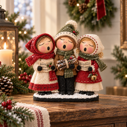 🎁Vintage Christmas Carolers Figurine – Cozy Farmhouse Holiday Tabletop Decor