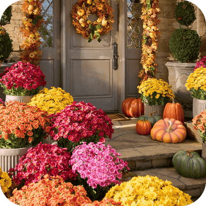 🏆Flash Sale⚡ 50K+ SOLD! 🌼Artificial Outdoor Sunset Mums Flowers