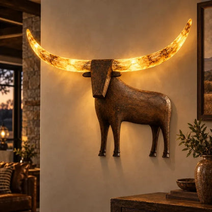 Illuminated Longhorn Wall Sculpture