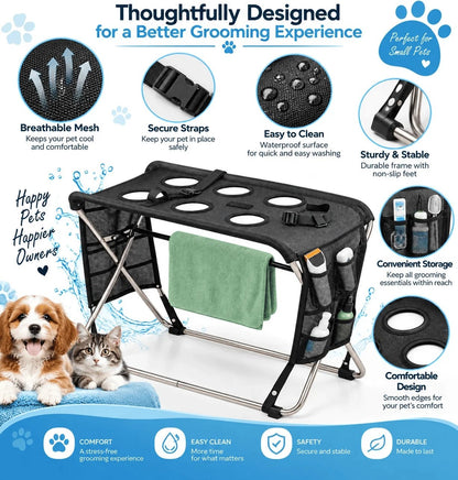 Folding Pet Grooming Hammock Quick Dry Mesh