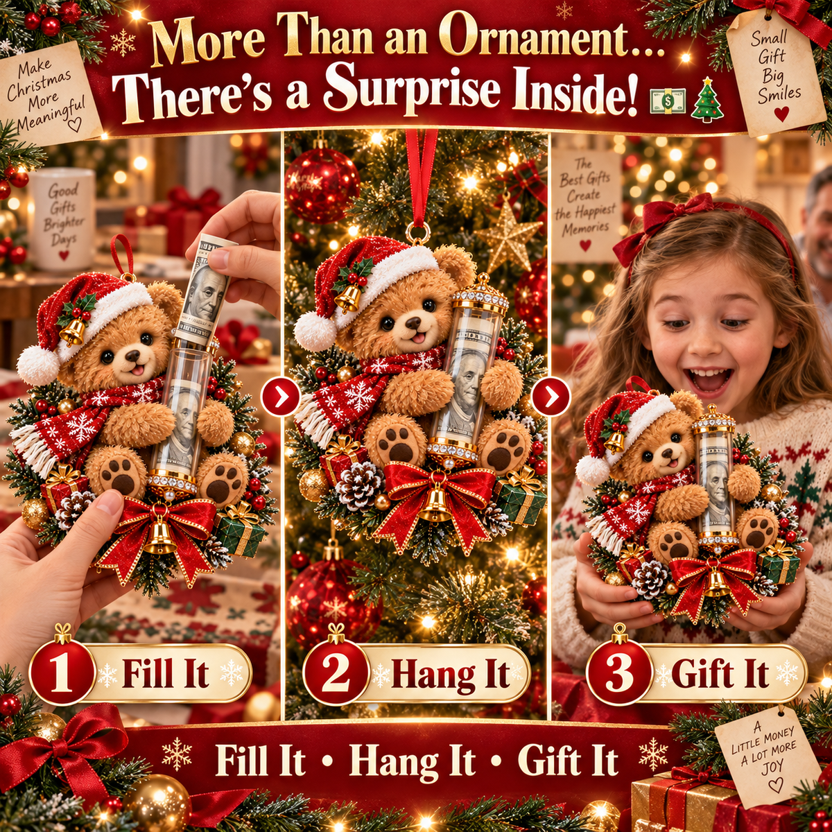 🎄 Christmas Money Surprise Ornament——A Fun Christmas Tree Cash Gift for Kids & Family 🎁💵