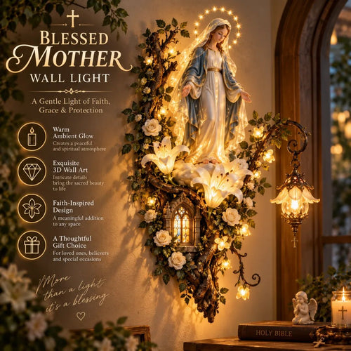 🙏✨ Blessed Mother Lighted Wall Décor | Virgin Mary 3D Religious Wall Art with Warm Ambient Glow