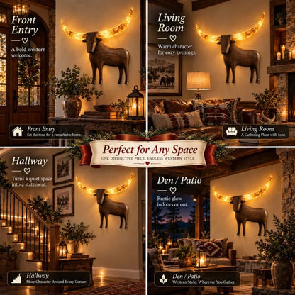 Illuminated Longhorn Wall Sculpture